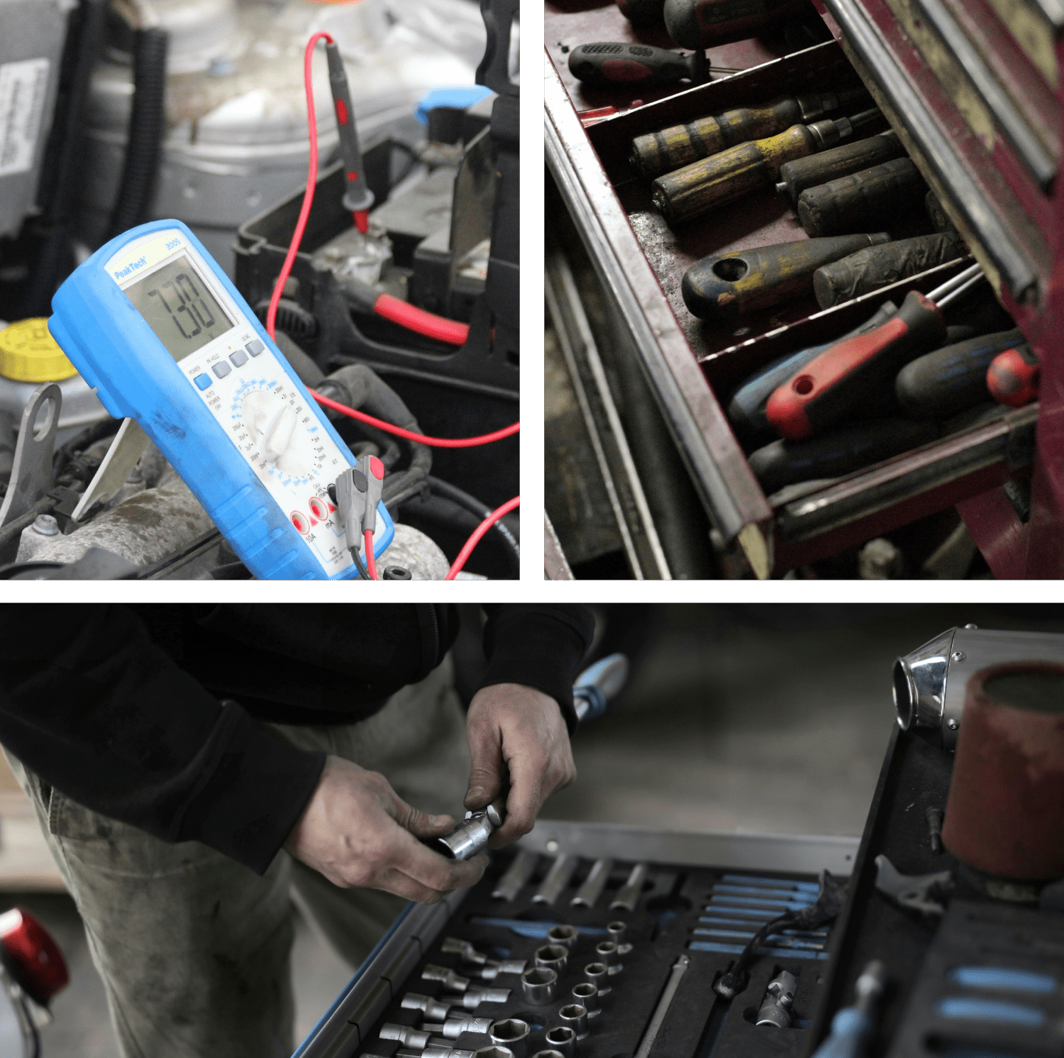 ADL-Auto-Repair-Homepage-Testimonials-Image multiple images of a garage full of tools and vehicle repair items - ADL Auto Repair & Driveshafts