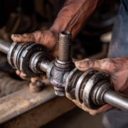 ADL-Auto-Repair-Service-Driveshaft-Image mechanic holding a worn out driveshaft - ADL Auto Repair & Driveshafts Driveshaft Maintenance Schedule