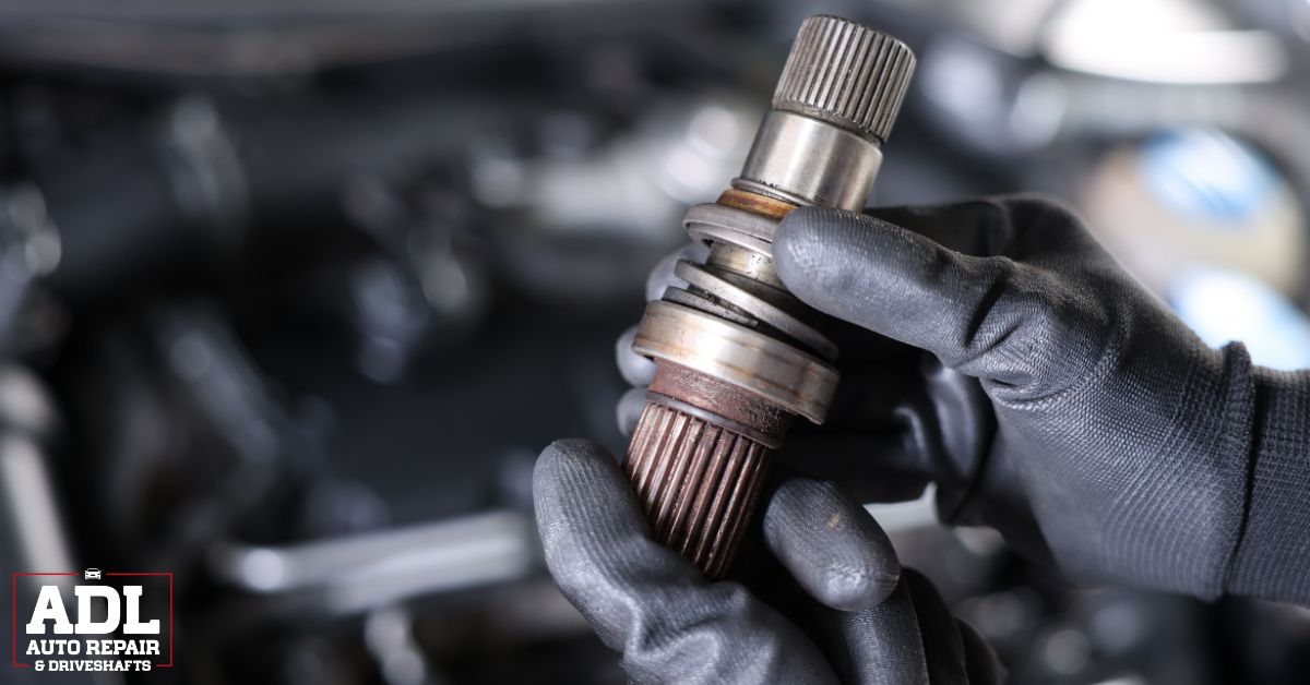 mechanic with a vehicle driveshaft - ADL Auto Repair & Driveshafts suspension repair